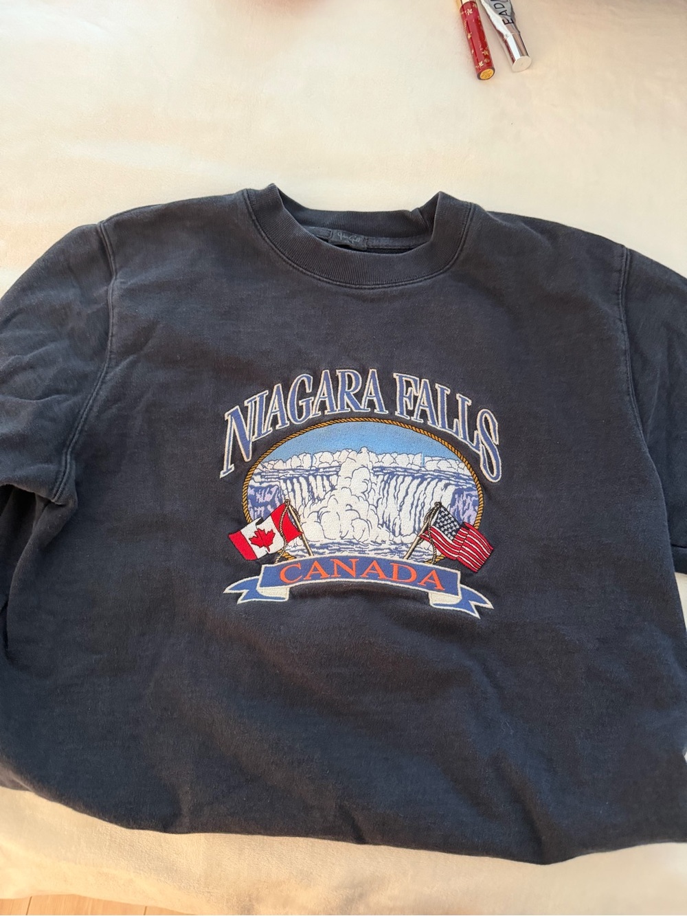Brandy Melville Navy Niagara Falls Canada Graphic Sweatshirt
